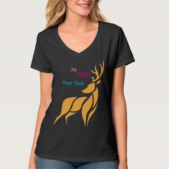 T-shirt Mr. Deer Graphic – Rustic Woodland Style (Devant)