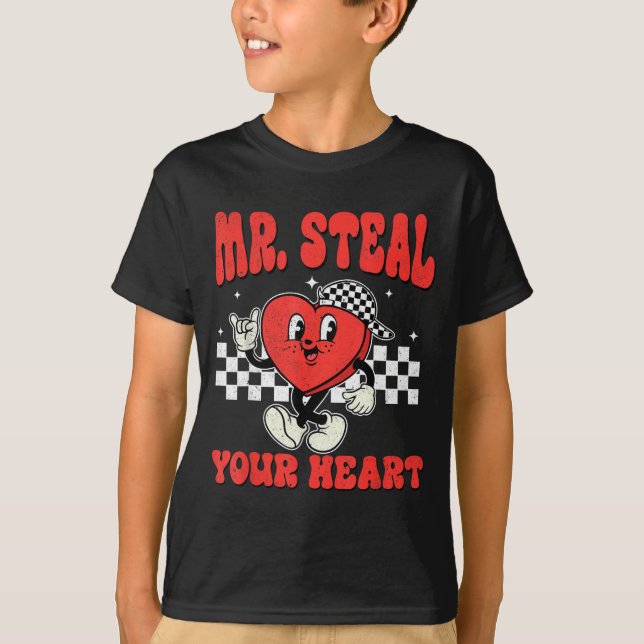 T-shirt Mr Steal Your Heart For Boys Toddlers Valentine's  (Devant)