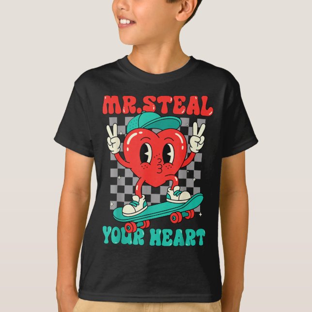 T-shirt Mr Steal Your Heart For Boys Toddlers Valentine's  (Devant)