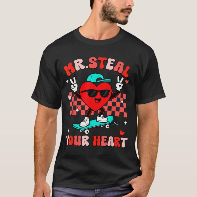 T-shirt Mr Steal Your Heart For Boys Toddlers Valentine's  (Devant)