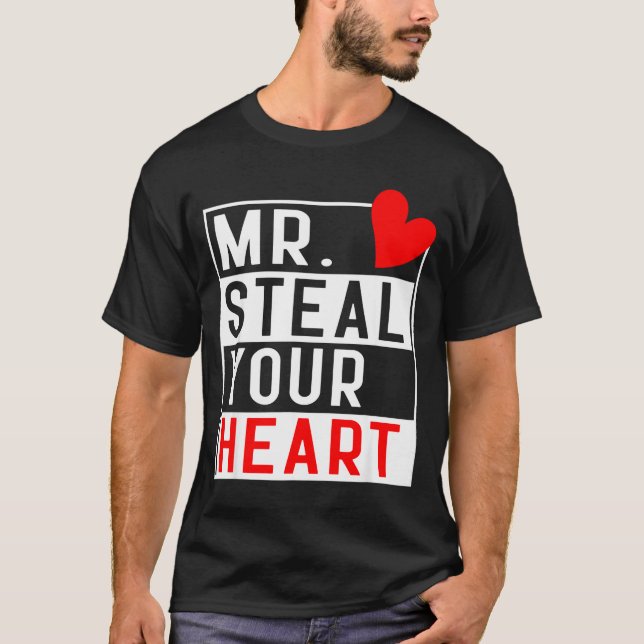 T-shirt Mr Steal Your Heart For Boys Toddlers Valentine's  (Devant)