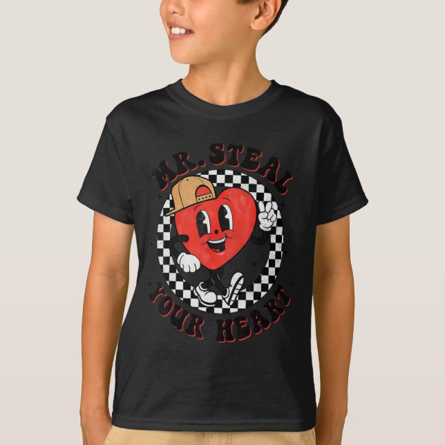 T-shirt Mr Steal Your Heart For Boys Toddlers Valentine's  (Devant)