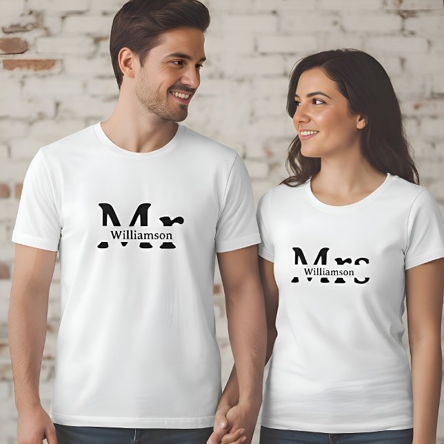 T-shirt Mrs | Misses Family Name Custom Couples Womens (Créateur téléchargé)
