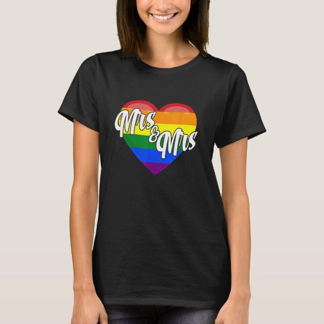 T-shirt Mrs & Mrs Lesbian Gay LGBTQ Pride Month Support Gr (Devant)