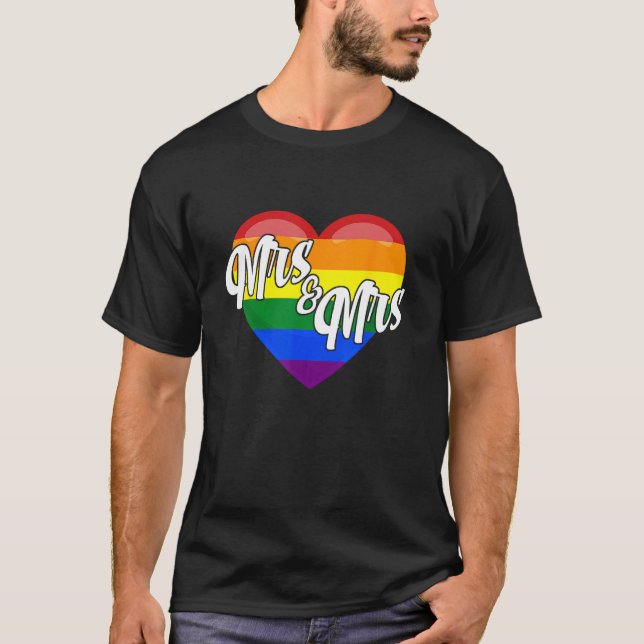 T-shirt Mrs & Mrs Lesbian Gay LGBTQ Pride Month Support Gr (Devant)