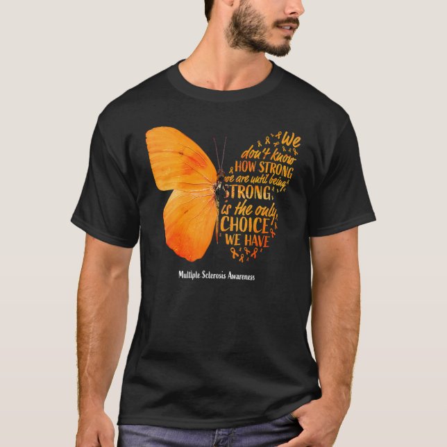 T-shirt MS Butterfly Orange Ribbon Multiple Sclerosis Awar (Devant)