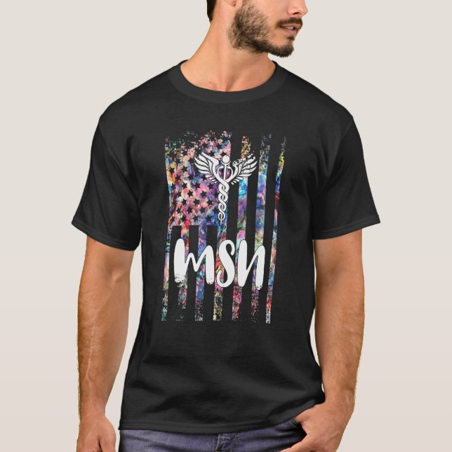 T-shirt Msn American Flag Master Of Science In Nuring Stu (Devant)