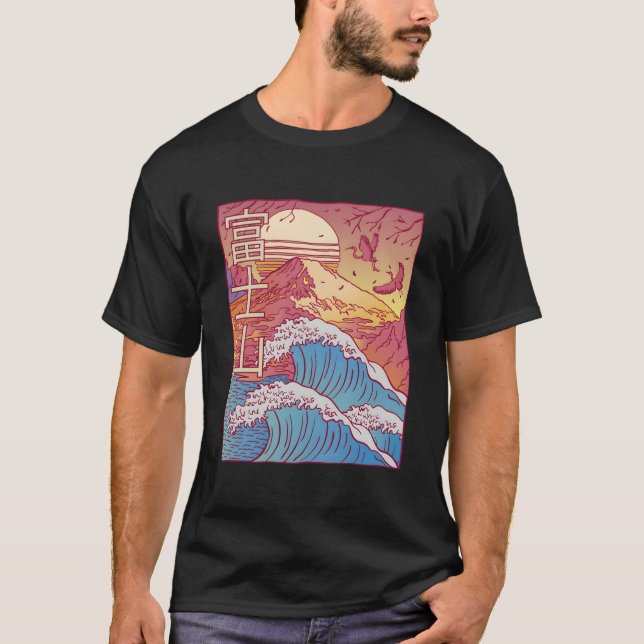 T-shirt Mt Fuji Great Wave Off Kanagawa Japan Inspired Mou (Devant)