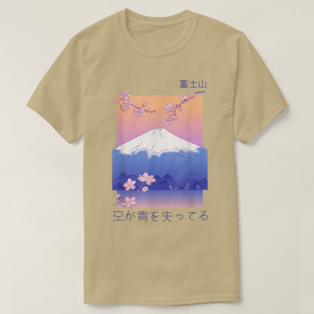 T-shirt Mt Fuji Japonais Sakura Cerise Blossom Vaporwave A (Design devant)