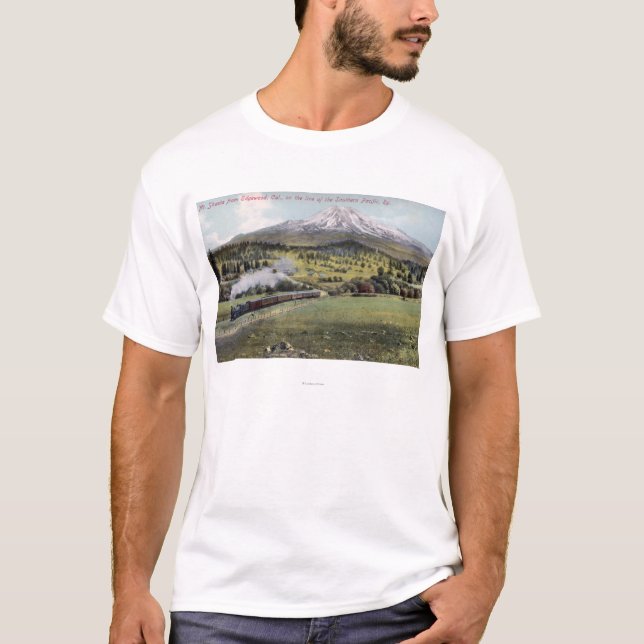 T-shirt Mt. Shasta et rail Pacifique du sud (Devant)