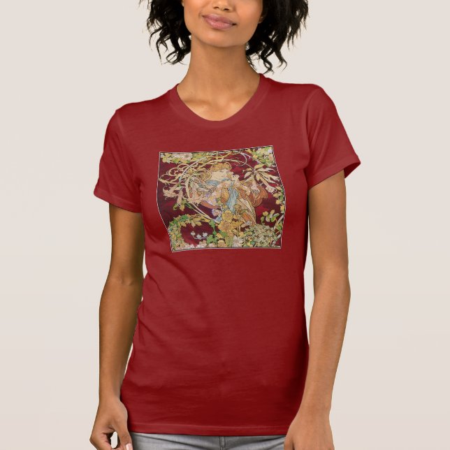 T-shirt Mucha Art Nouveau : Une Femme Daisée (Devant)