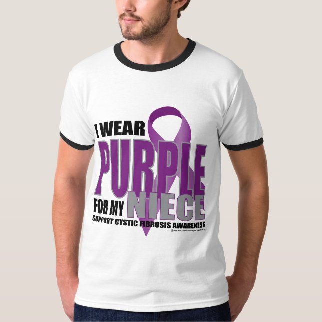 T-shirt Mucoviscidose : Pourpre pour la nièce (Devant)