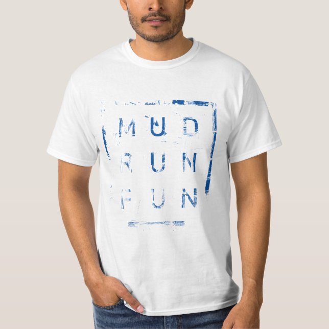 T-shirt Mud Run Fun Tough Mudder BLUE Trail Running (Devant)