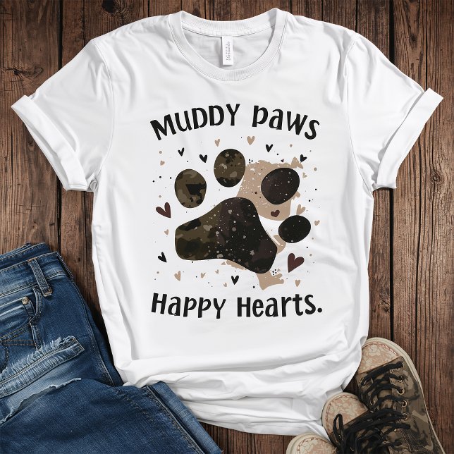 T-shirt Muddy Paws Happy Hearts Dog Lover Shirt – Cute Pet (Créateur téléchargé)