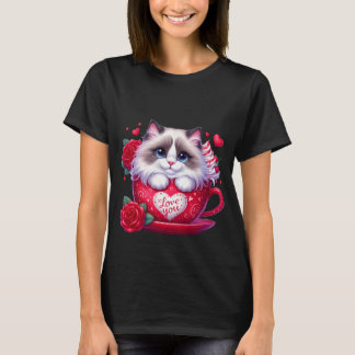T-shirt Mug Art avec Chat Roux de la Saint-Valentin 🐱☕