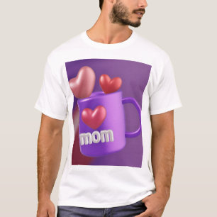T-shirt Mug coeur d'amour maman design 3D.
