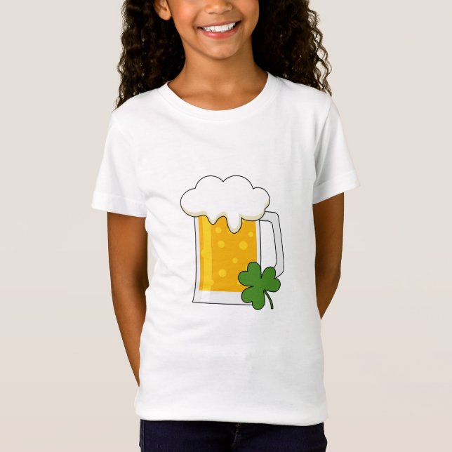 T-Shirt Mug de bière irlandaise avec Shamrock Clover (Devant)