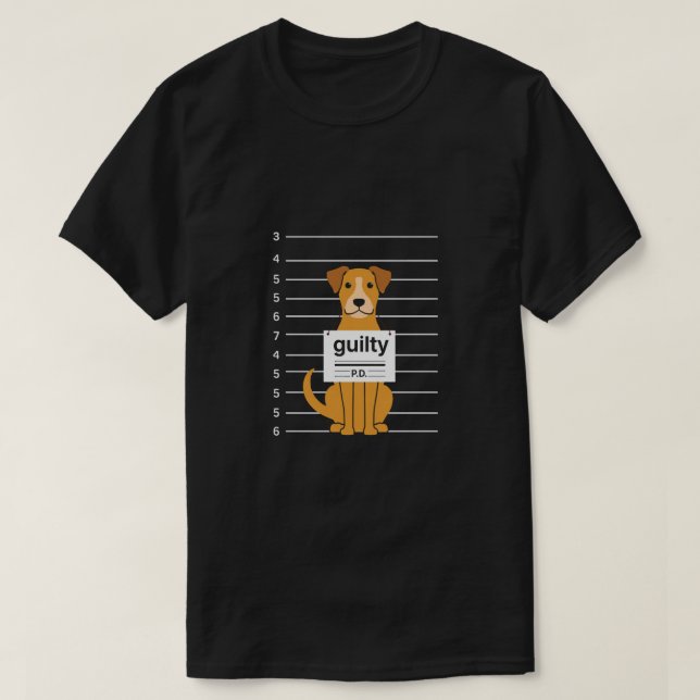 T-shirt Mugshot de chien coupable (Design devant)