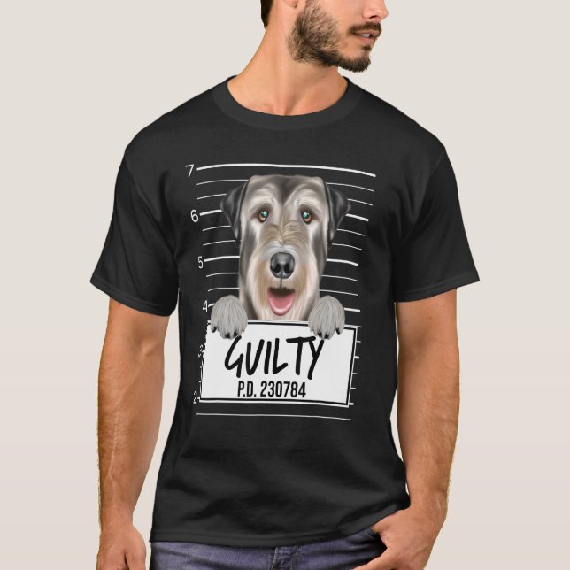 T-shirt Mugshot de l'Irish Wolfhound Chien Coupable (Devant)