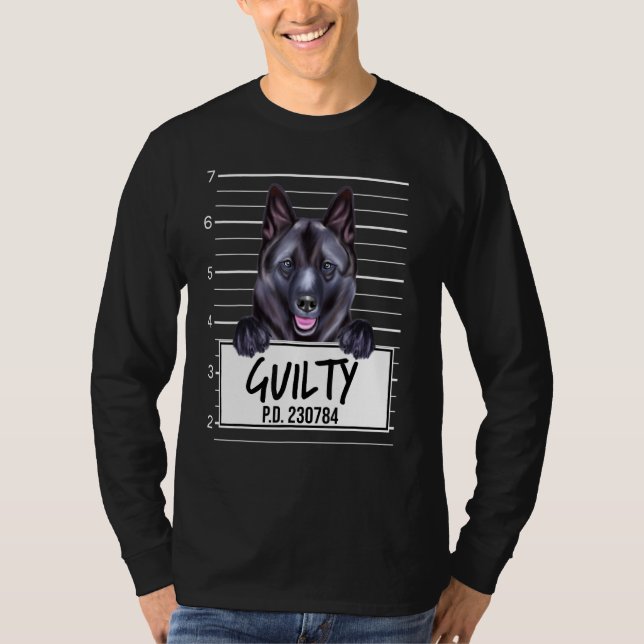 T-shirt Mugshot de Norvégien Elkhound Chien Coupable (Devant)