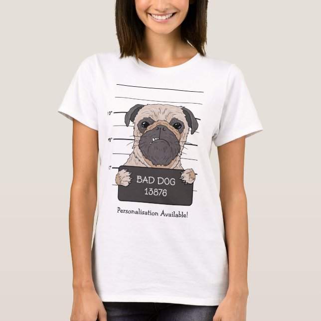 T-shirt Mugshot de Pug drôle  (Devant)