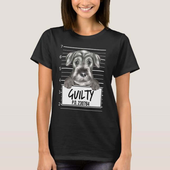 T-shirt Mugshot de Schnauzer Standard Chien Coupable (Devant)