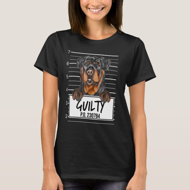 T-shirt Mugshot Rottweiler Chien Coupable (Devant)