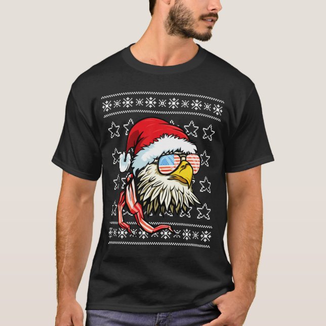 T-shirt Muguet de Noël pull usa drapeau pygargue à tête bl (Devant)