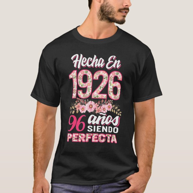 T-shirt Mujer 96 Cumpleaños Regalo Hecha En 1926 Floral 96 (Devant)