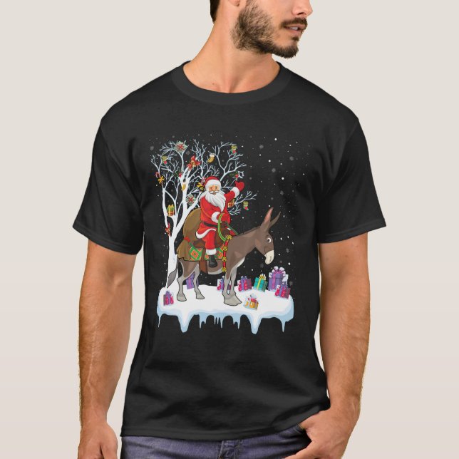 T-shirt Mule âne amant Noël cadeau Père Noël équitation ân (Devant)