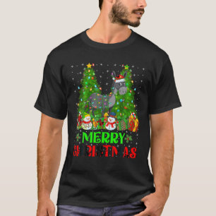 T-shirt Mule Christmas Tree Lights Famille Vacances Père N