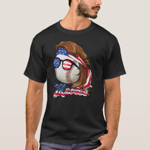T-shirt Mullet de baseball 4 juillet drapeau américain Mer
