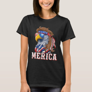 T-shirt Mullet de drôle d'aigle 4 juillet Drapeau américai