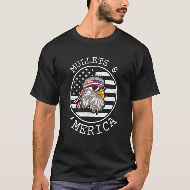 T-shirt Mullets et 'Merica pour une courte coiffure des an (Devant)