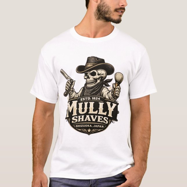 T-shirt Mully Shaves – Outlaw Barber Design (Devant)