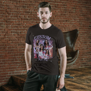 T-shirt Multi Photo personnalisé, Bootleg Rétro Vintage Po
