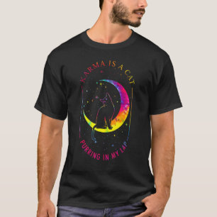 T-shirt Multicolor Karma Est Un Chat Ronronnant Sur Mes Ge
