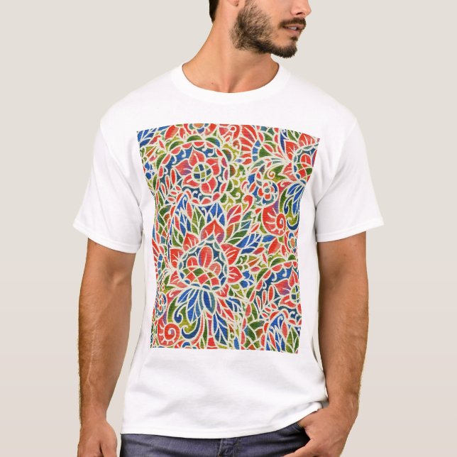 T-shirt Multicolore Paisley Imprimer Motif Batik (Devant)