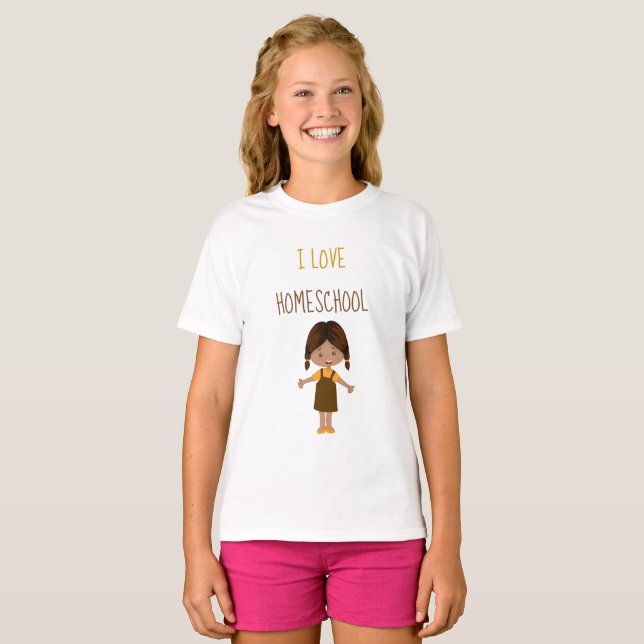 T-shirt Multiculturale Espagnole fille I love home école T (Devant entier)