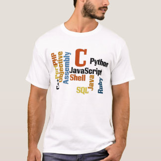 T-shirt multilingue de blanc de programmeur