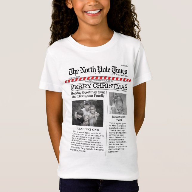 T-Shirt Multiphoto Pôle Nord Nouvelles Noël mignon Joyeux (Devant)