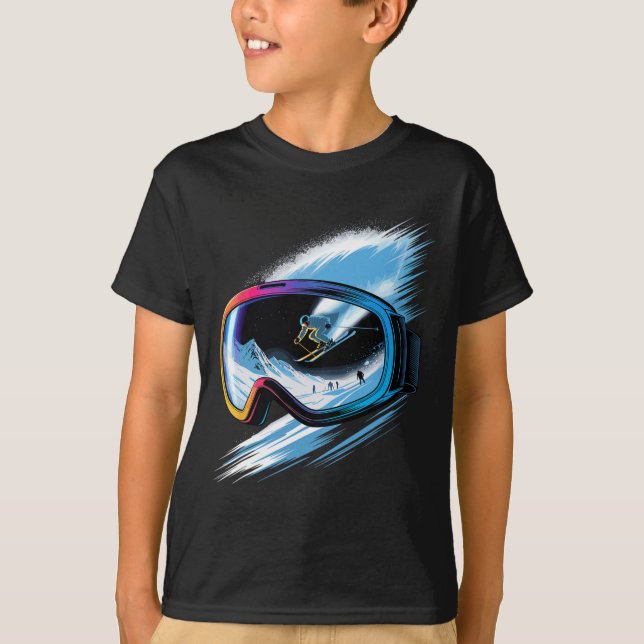 T-shirt Multiple Exposure Art Skiing Mountain Ski Snow Win (Devant)