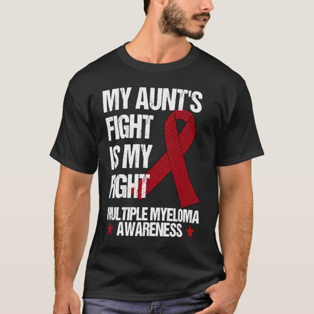 T-shirt Multiple Myeloma Awareness Burgundy Ribbon Aunt's  (Devant)