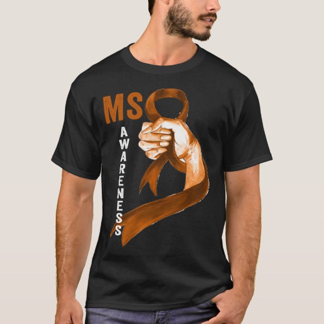 T-shirt Multiple Sclerosis Orange Ribbon Men Women MS Awar (Devant)