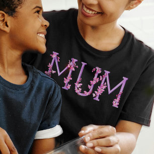 T-shirt Mum aquarelle art orchidée texte sur noir