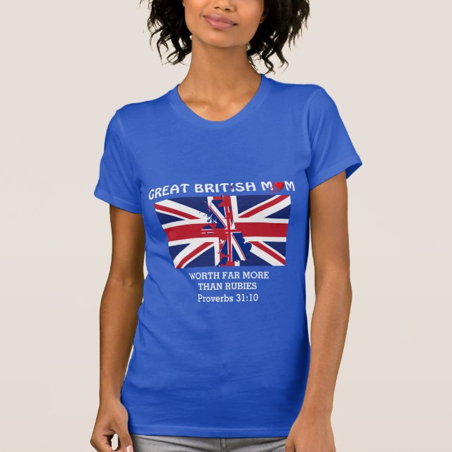 T-shirt MUM BRITANNIQUE vaut plus que Rubies PROV 31 Bleu (Devant)