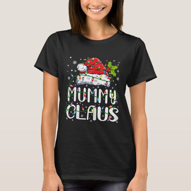 T-shirt Mummy Claus Noël Père Noël Famille jumelle Chapeau (Devant)