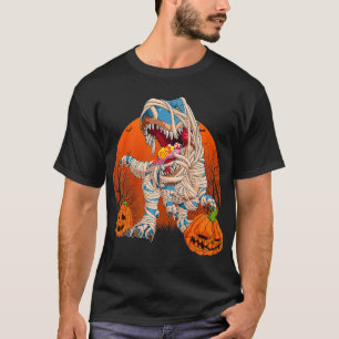T-shirt Mummy Dinosaur T Rex Spooky Moon Pumpkin Halloween