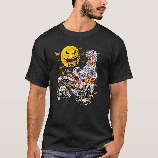 T-shirt Mummy Dinosaure Et Camion Monster Halloween Pumpki (Devant)