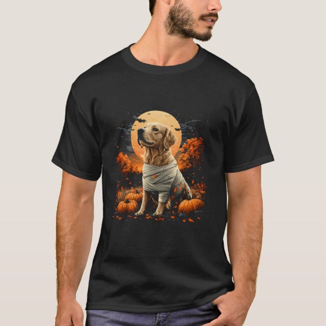 T-shirt Mummy Golden Retriever Citrouille Effrayant Chien  (Devant)
